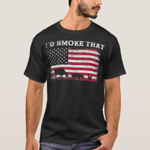 T-shirt Drapeau américain Patriotique Barbecue Id Fumer qu