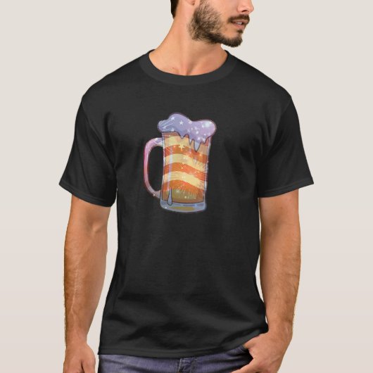T-shirt Drapeau américain Patriotique Beer Mug Juillet 4 B (Devant)