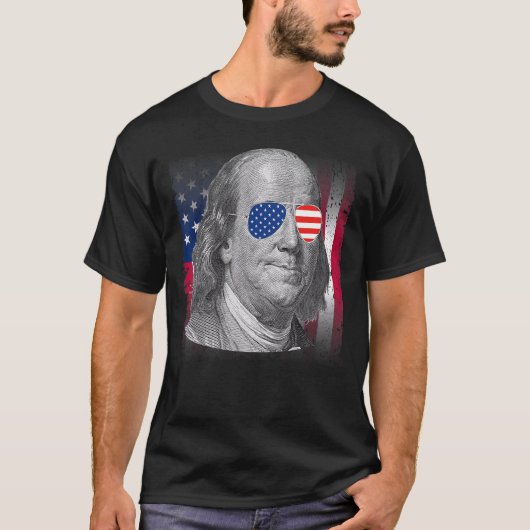 T-shirt Drapeau américain patriotique Ben Franklin 4e (Devant)