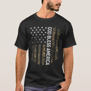 T-shirt Drapeau américain patriotique Camo God Bless Ameri