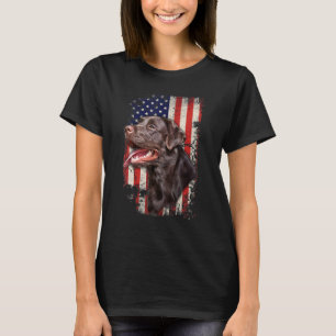 T-shirt Drapeau américain patriotique Chocolat Labrador La