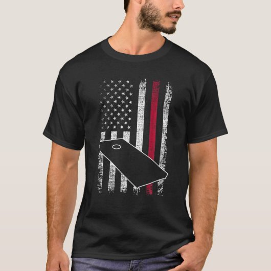 T-shirt Drapeau américain patriotique Cornhole Lover Cornh (Devant)