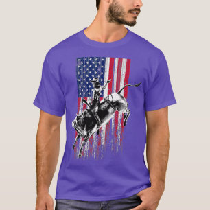 T-shirt Drapeau américain patriotique de Rodeo Bull Rider