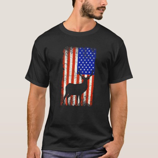 T-shirt Drapeau américain patriotique Deer Hunter (Devant)