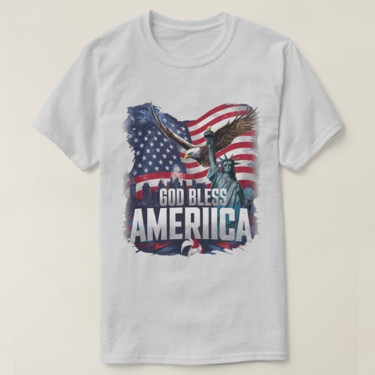 T-shirt Drapeau américain patriotique Dieu bénisse l'Améri (Design devant)