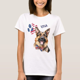 T-shirt Drapeau américain patriotique Empreinte de patte b