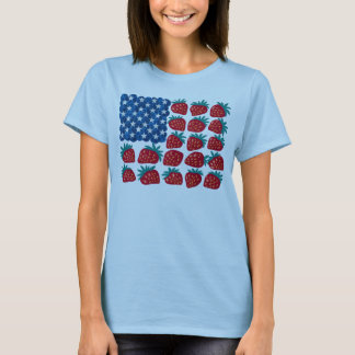 T-shirt Drapeau américain patriotique Fraise Blueberry Art