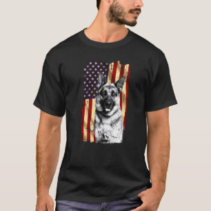 T-shirt Drapeau américain Patriotique German Shepherd Juil