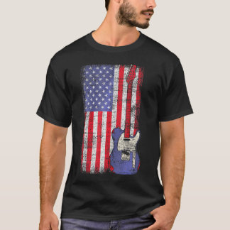 T-shirt Drapeau américain patriotique Guitare