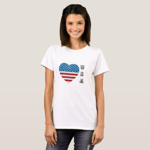 T-shirt Drapeau américain patriotique Heart Stars Stripes 