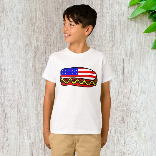 T-shirt Drapeau américain patriotique Hot Dog