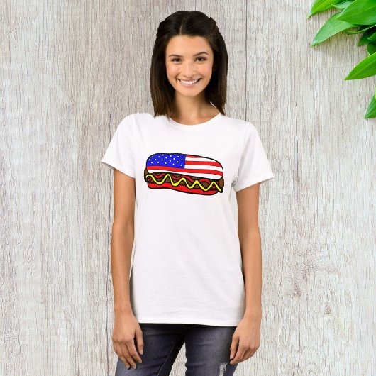 T-shirt Drapeau américain patriotique Hot Dog