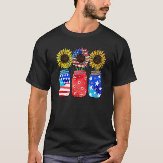 T-shirt Drapeau américain Patriotique Jar Sunflower 4 juil