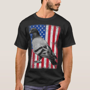 T-shirt Drapeau américain patriotique Mens Pigeon USA 4e d