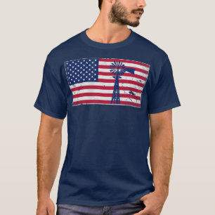 T-shirt Drapeau américain patriotique moulin à vent USA 4