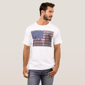 T-shirt Drapeau américain patriotique peint par épluchage (Devant entier)