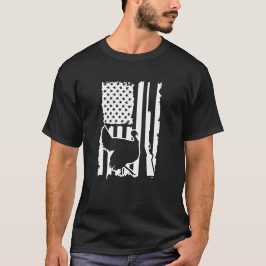 T-shirt Drapeau Américain Patriotique Turquie Hunter Turqu (Devant)