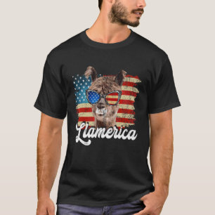 T-shirt Drapeau américain Patriotique Usa Llama Cute Anima