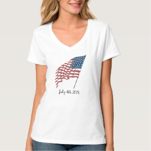 T-shirt Drapeau américain patriotique vintage au vent