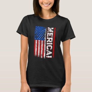 T-shirt Drapeau américain Patriotique Vintage déprimé 4ème