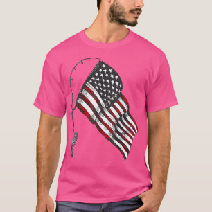 T-shirt Drapeau américain Pêche bâton Pêcheur pêcheur