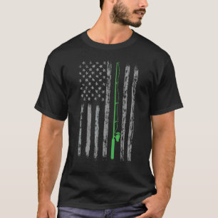 T-shirt Drapeau américain Pêche Poteau Vert Vintage