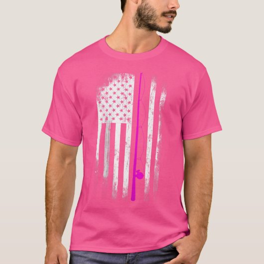 T-shirt Drapeau américain Pêche Rod Patriotique (Devant)