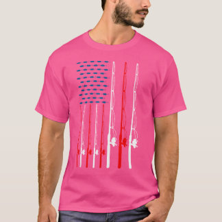 T-shirt Drapeau américain Pêche Rod Pêche Lover Drôle Pois