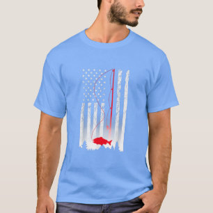 T-shirt Drapeau Américain Pêche Rod USA Patriotique Lover
