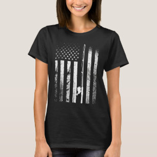 T-shirt Drapeau américain Pêche Tele Cool Pêcheur Vintage 