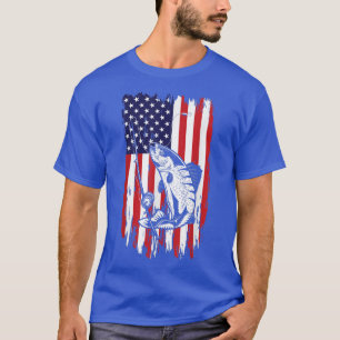 T-shirt Drapeau américain Pêcheur pêcheur de poisson pêche