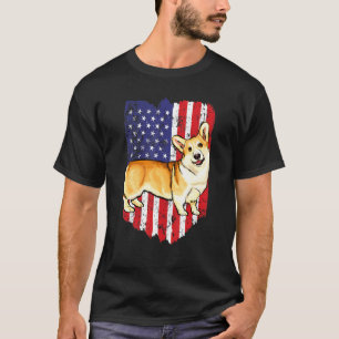 T-shirt Drapeau Américain Pembroke Welsh Corgi 4 Juillet É