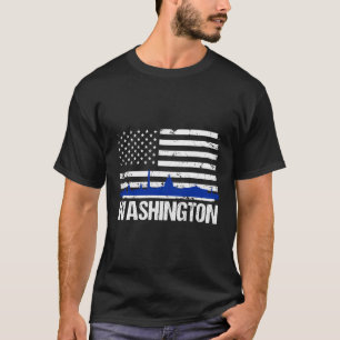 T-shirt Drapeau Américain Perturbé Washington Dc Skyline