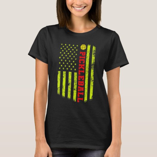 T-shirt Drapeau américain Pickleball (Devant)