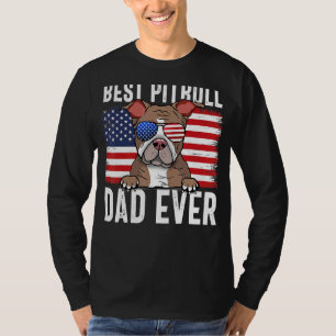 T-shirt Drapeau américain Pitbull Papa Chien Pour Pères Da