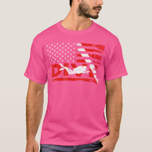 T-shirt Drapeau Américain Plongée Sous-Marine Pour Plongée