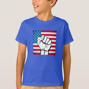 T-shirt Drapeau américain Poing levant