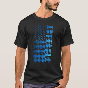 T-shirt Drapeau Américain Poisson d'eau Salée Pour Hommes