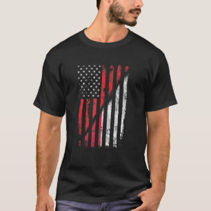 T-shirt Drapeau Américain Polonais Style Rétro Usa Polog