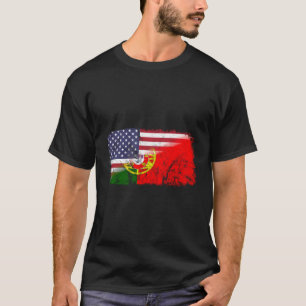 T-shirt Drapeau Américain Portugais Usa Luso Drapeau Améri
