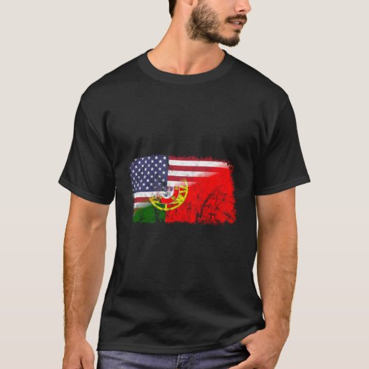 T-shirt Drapeau Américain Portugais Usa Luso Drapeau Améri (Devant)