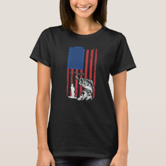 T-shirt Drapeau américain pour hommes Pêche pour pêcheur d