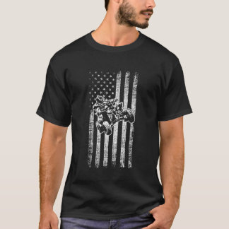 T-shirt Drapeau Américain Quatre Roulettes Quad Homme VTT
