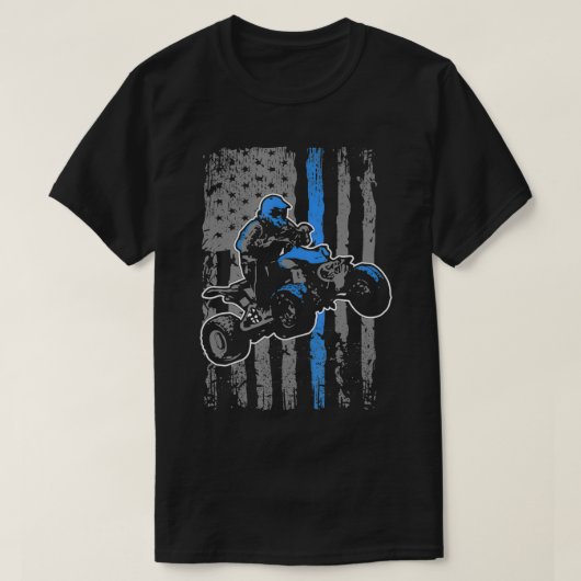 T-shirt Drapeau Américain Quatre Roulettes Quad Hommes VTT (Design devant)