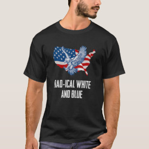 T-shirt Drapeau américain radical blanc et bleu du 4 juill