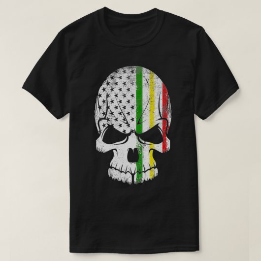 T-shirt Drapeau américain Rasta Reggae Crâne (Design devant)