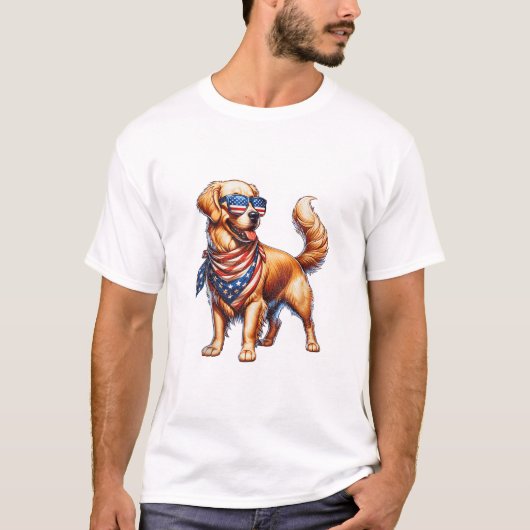 T-shirt Drapeau américain Retriever (Devant)