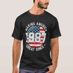 T-shirt Drapeau américain Retro 35T 1987
