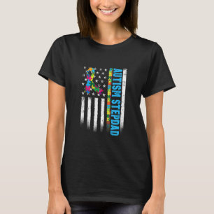 T-shirt Drapeau américain rétro Autisme Beau-père Sensibil