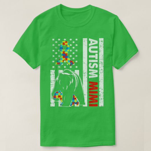 T-shirt Drapeau américain rétro Autisme Mimi Bear Awarenes (Design devant)